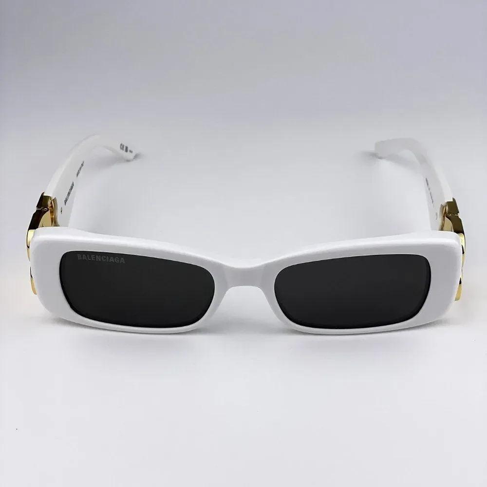 Balenciaga  BB0096S 011 Sunglasses White Gold Logo Grey Square Unisex - Picture 5 of 11